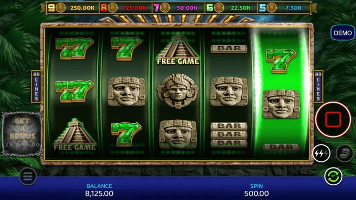Mayan Madness - екран за играње со ролни и линии